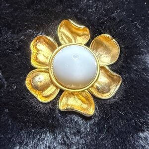 Vintage M. Jent Gold Flower Brooch